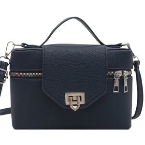 Stylish Navy Handbag with Silver Accents